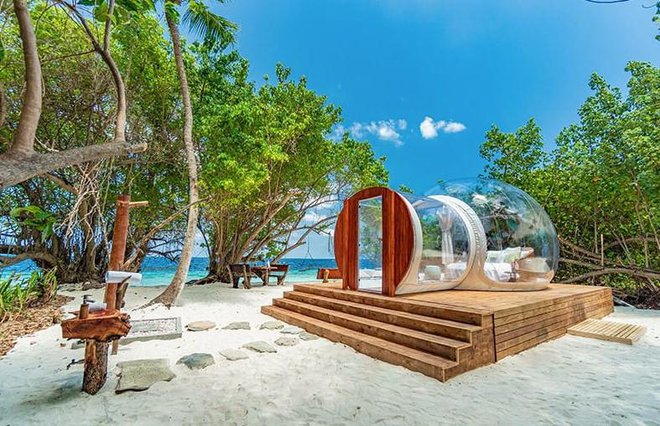 Glamping Bubble Experience at Amilla Maldives. Foto: Posnetek zalsona/LuxuryColumnist