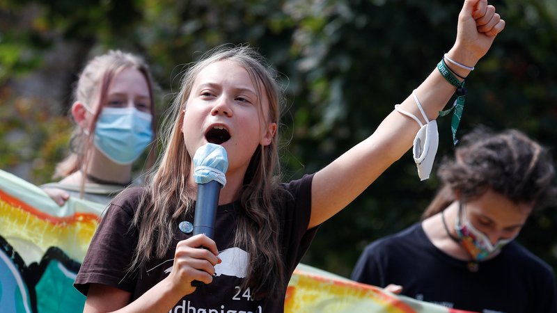 Fotografija: Greta Thunberg, 18-letna aktivistka za podnebne spremembe, Italija, 1. oktober 2021. Foto: Guglielmo Mangiapane /Reuters
 