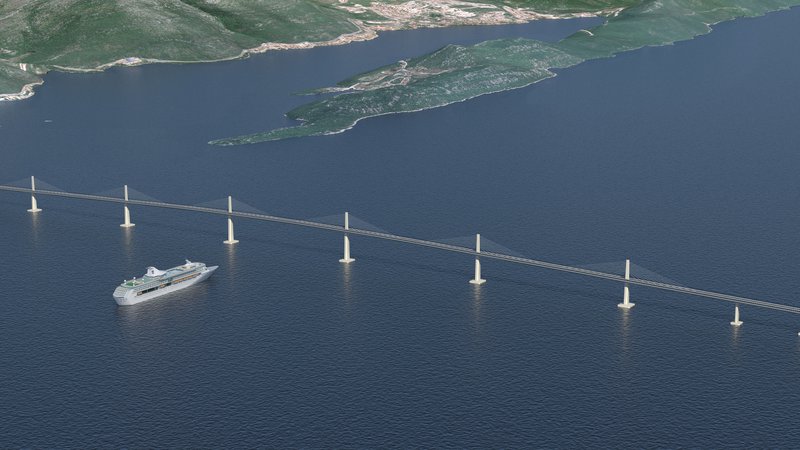Fotografija: Pelješki most. Foto: Ponting/Pipenbaher Consulting Engineers
