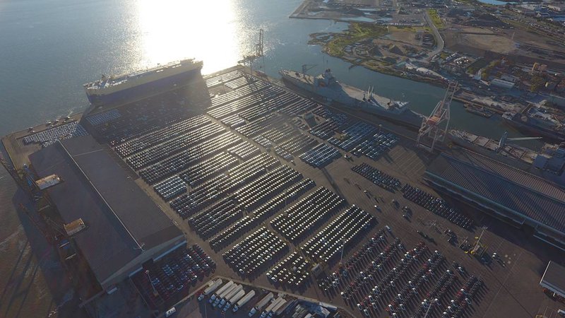 Fotografija: 4000 elektirčnih vozil iz Tesline tovarne je pripravljenih na dolgo pot do Evrope. Foto. Elon Musk/Twitter