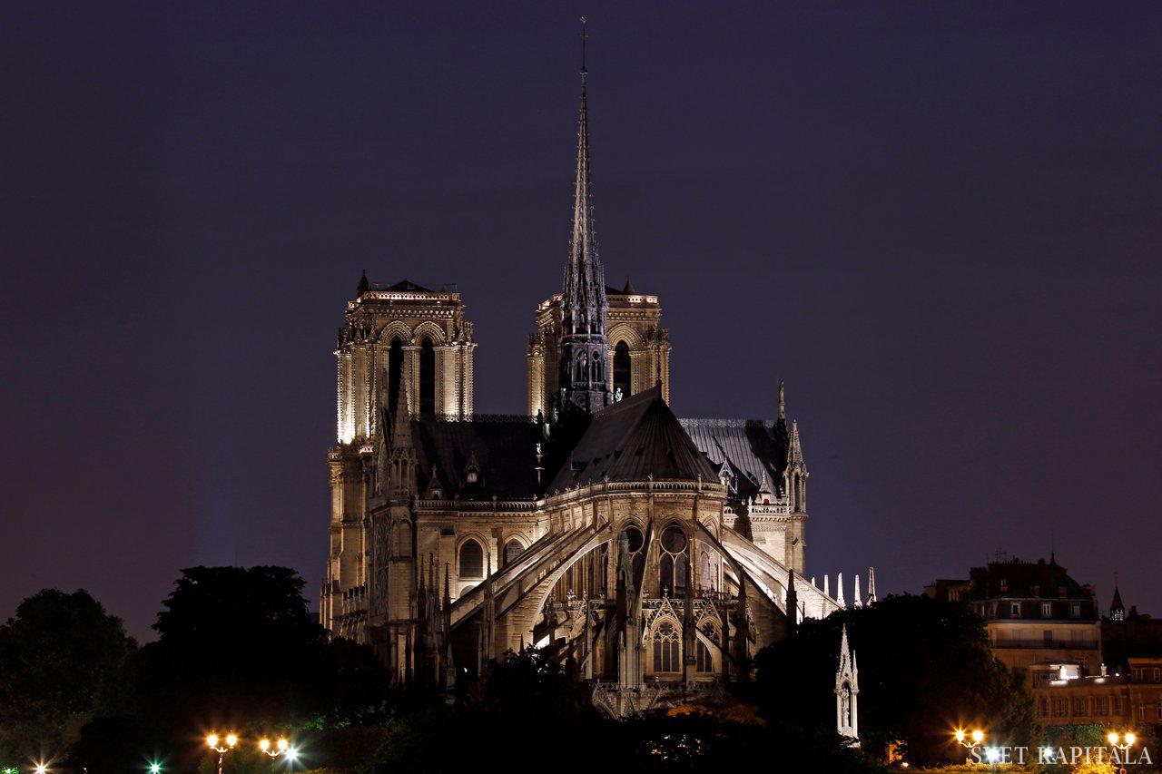 Fotografija: Nočna osvetlitev katedrale Notre Dame. Foto: Reuters