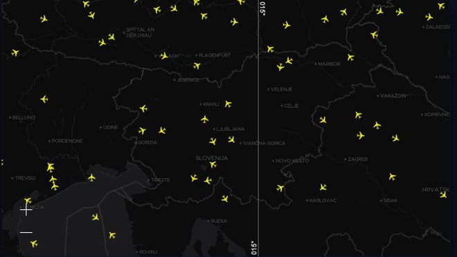 Letala nad Slovenijo. Foto: Eurocontrol