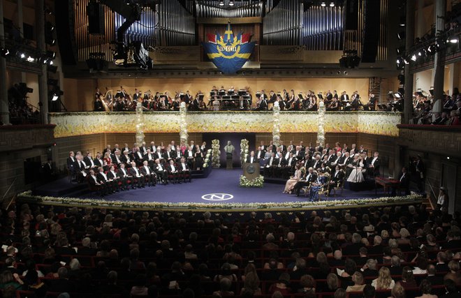 Marcus Storch, the chairman of the board of Nobel Foundation makes a speech at the 2011 Nobel Prize ceremony at the Concert Hall in Stockholm, December 10, 2011.    REUTERS/Ints Kalnins (SWEDEN  - Tags: POLITICS)   - LR2E7CA19816E