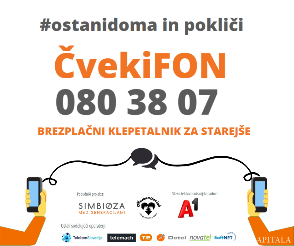 Fotografija: V tem tednu je zaživel ČvekiFON, ki olajša socialno izolacijo starejše populacije. Spodbuja se, da se ČvekiFON predstavi čim več starejšim osebam. FOTO: Spletna stran Simbioza
