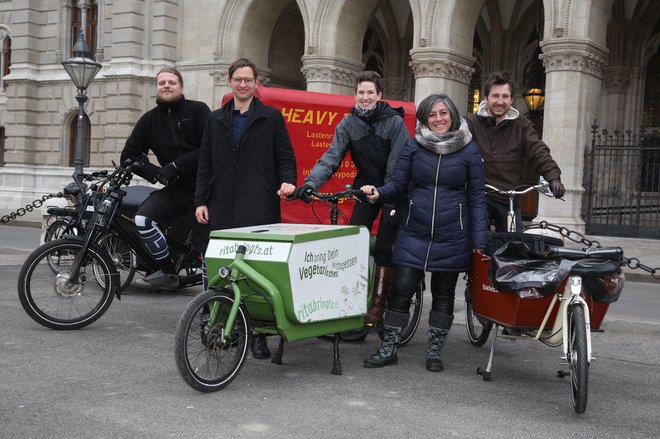 Dunajčani so z raziskavo ugotovili, da so imeli leta 2017 več novih tovornih koles kot na novo registriranih električnih avtomobilov.<br />
Foto: Mobilitätsagentur Wien