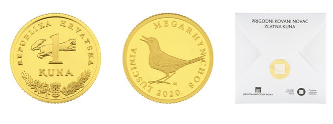 Hrvaški zlatnik za eno kuno je na voljo za približno 610 evrov. Foto: Hrvaški monetarni inštitut