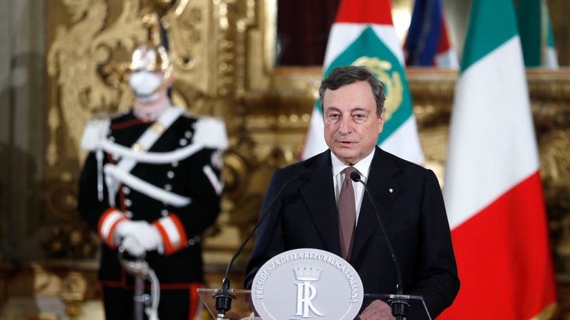 Fotografija: Novi italijanski premier Mario Draghi. FOTO: YARA NARDI / POOL / AFP