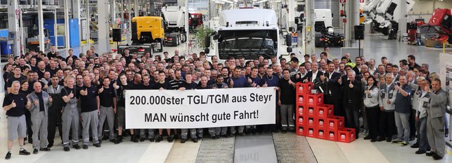 Boljši časi: do maja 2017 je v tovarni v Steyrju izdelano 200 000 tovornjakov znamke MAN. FOTO: MAN Truck & Bus