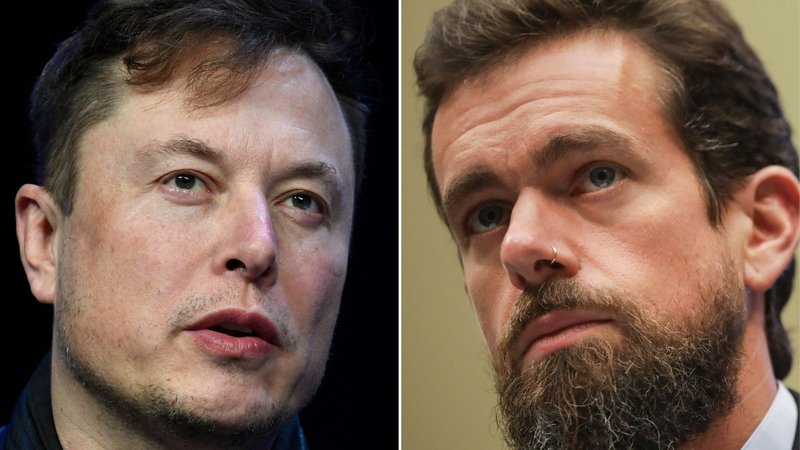 Fotografija: Elon Musk in Jack Dorsey. Foto: Susan Walsh/AP; Getty Images