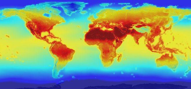 Temperaturna slika našega planeta. Vir: Nasa