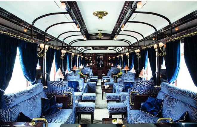 Razkošna notranjost Venice Simplon Orient Expressa. Foto: Luyurycolumnist.com