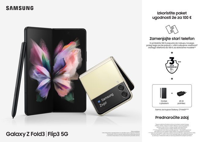 Samsung Galaxy Z Fold3 5G in Galaxy Z Flip3 5G vam zagotavljata skok v čisto drugačno. FOTO: Samsung