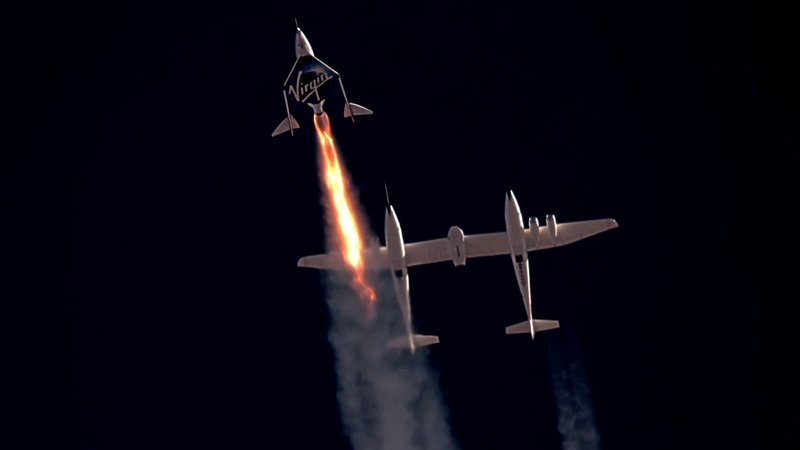 Fotografija: Raketno letalo VSS Unity podjetja Virgin Galactic, 11. julij, 2021. Foto: Virgin Galactic/Reuters