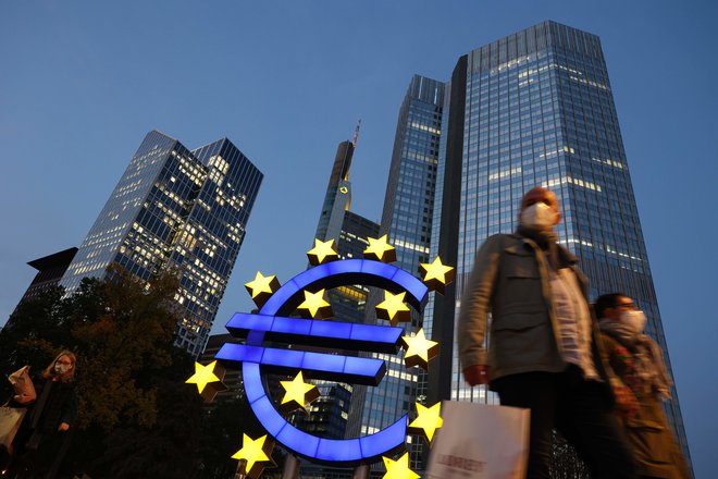 Evropska centralna banka (ECB), Frankfurt, Nemčija. Foto: Yann Schreiber / AFP
