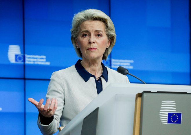 Predsednica Evropske komisije Ursula von der Leyen, 25. februar 2022. Foto: Olivier Hoslet / Reuters
