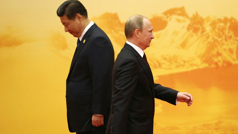 Fotografija: Ruski predsednik Vladimir Putin in kitajski predsednik Xi Jinping, Peking, Kitajska, 11. november 2014. Foto: Kim Kyung-Hoon / Reuters
