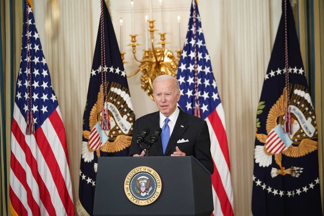 Ameriški predsednik Joe Biden, 6. april 2022. Foto: Mandel Ngan / AFP
