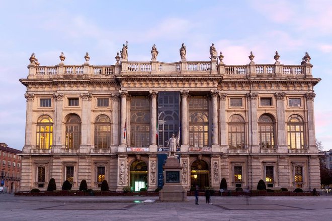TORINO, ITALY-12.14.2021Palazzo Madama, a palace in Turin, northern Italy. It was the first Senate of the Kingdom of Italy. Foto: shutterstock
