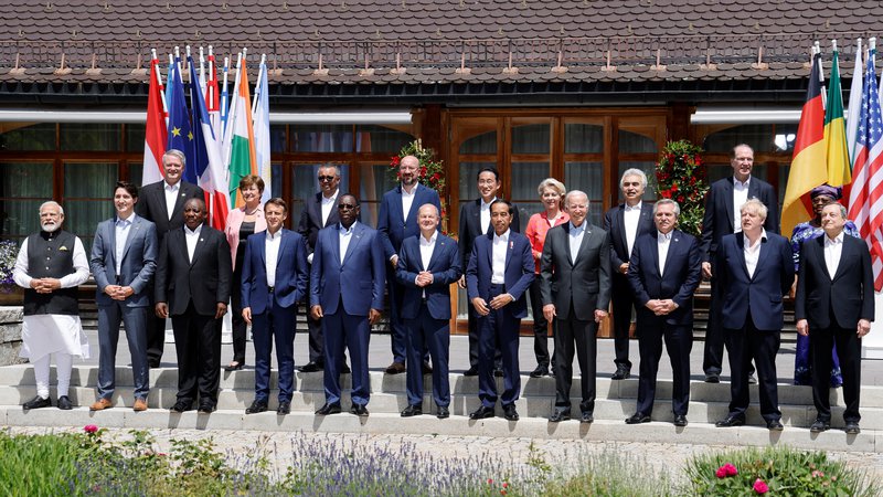 Fotografija: Voditelji in udeleženci skupine G7, 27. junij 2022. Foto: Ludovic Marin / Reuters
